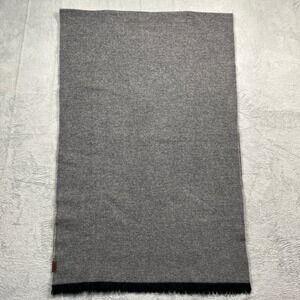 Pendleton Scarf 100% Wool Gray Heathered Knit Black Fringe Trim Heritage Logo